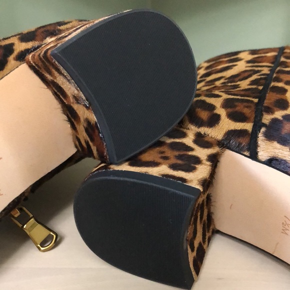 Ann Taylor Ankle Boots Fur Leather Leopard Print Booties Size 7.5 NEW - Picture 7 of 10